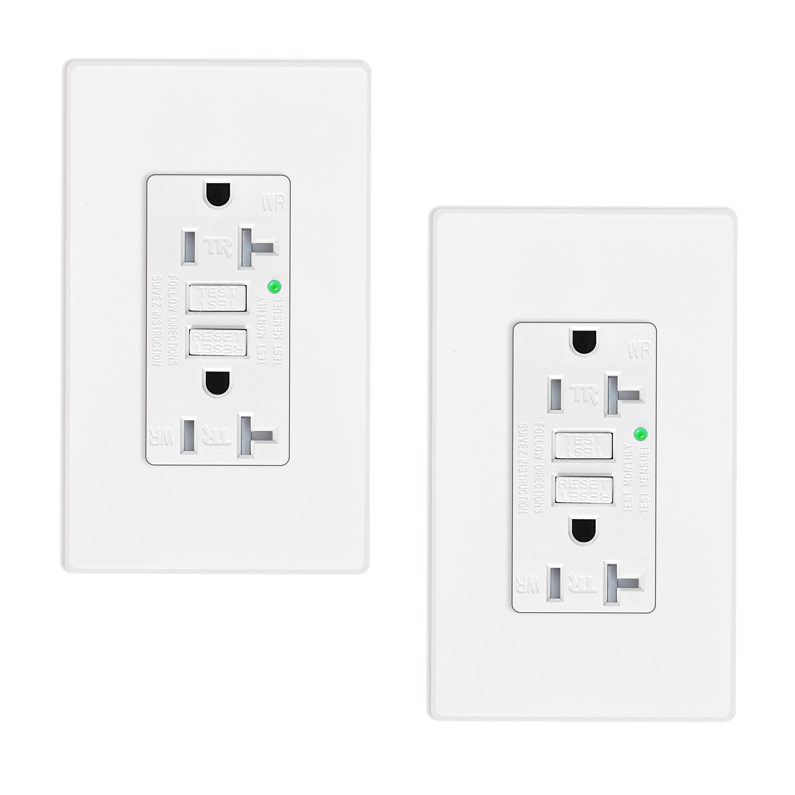 20A GFCI Outlet LED Indicator Self-Test Wet Location Safe TR WR ETL FCC 2PK gallery