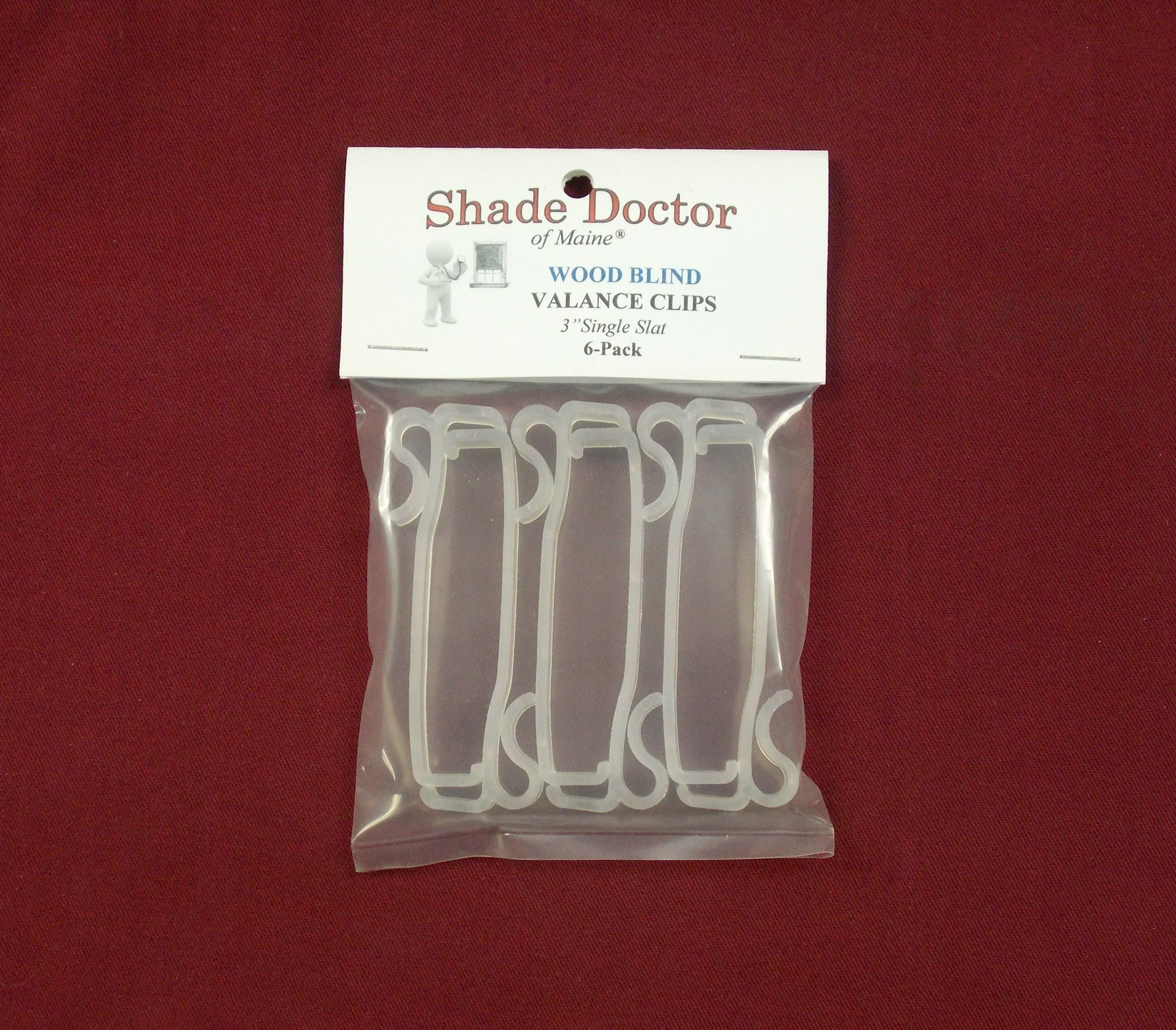 3" Single Slat VALANCE CLIPS for Horizontal Faux WOOD or MINI BLINDS (6-Pack) gallery