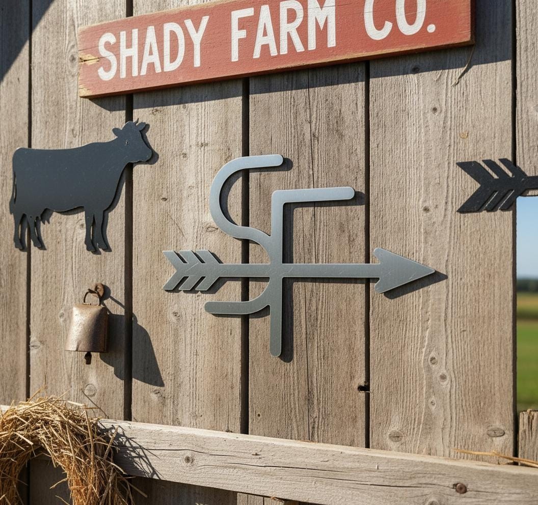 Personalized Cattle Brand Metal Sign Custom Western Ranch Decor Rustic Farm Art gallery