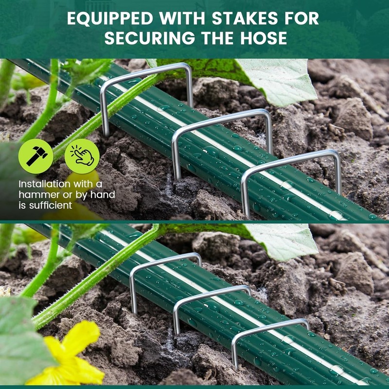 SECBULK 75 FT Flat Sprinkler Hose for Lawn Watering Garden Soaker Hose with Hole gallery