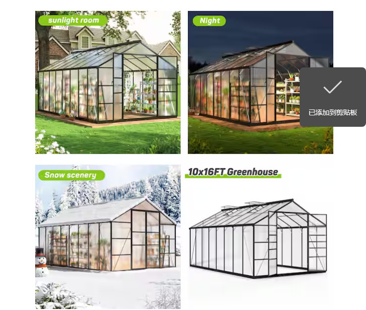 10x18 FT Polycarbonate Greenhouse, Quick Setup, Roof Vent, Walk-in Aluminum gallery