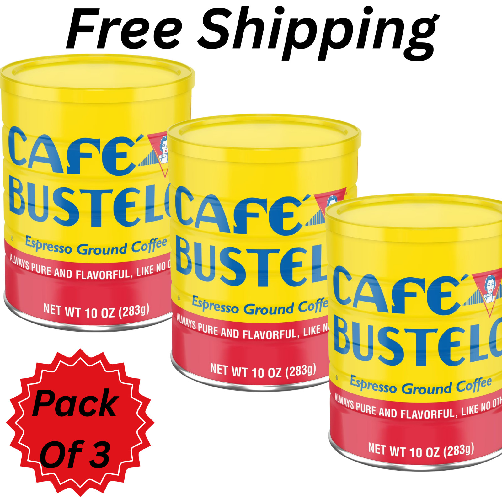 Cafe Bustelo, Espresso Style Dark Roast Ground Coffee, 10 oz Can (Pack of 3) gallery