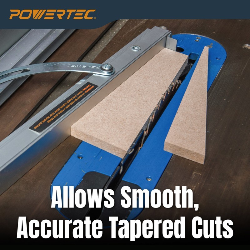 POWERTEC 71035 Table Saw Angle Cutting Jig for Creating Tapered Cuts | 24-Inch gallery