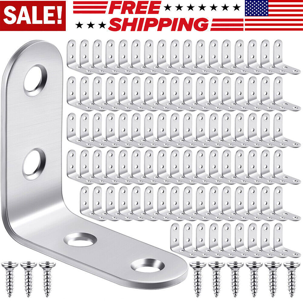 Stainless Steel L-Shaped Bracket Corner Brace 1.5in 90 Degree Angle Corner Lot gallery