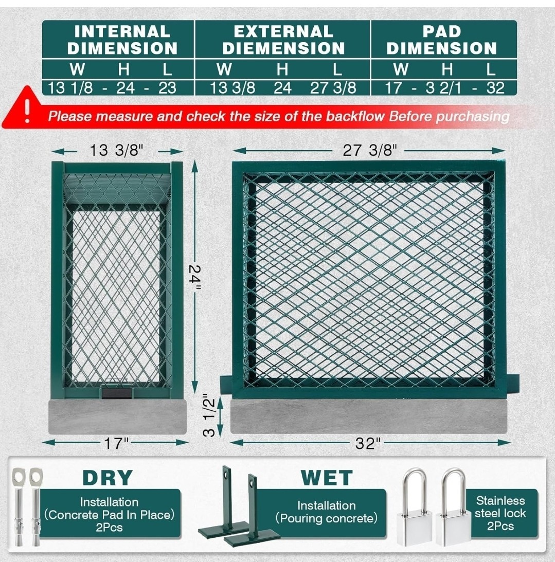 Backflow Preventer Security Cage Enclosure Green Steel Outdoor Cover MorningRo gallery