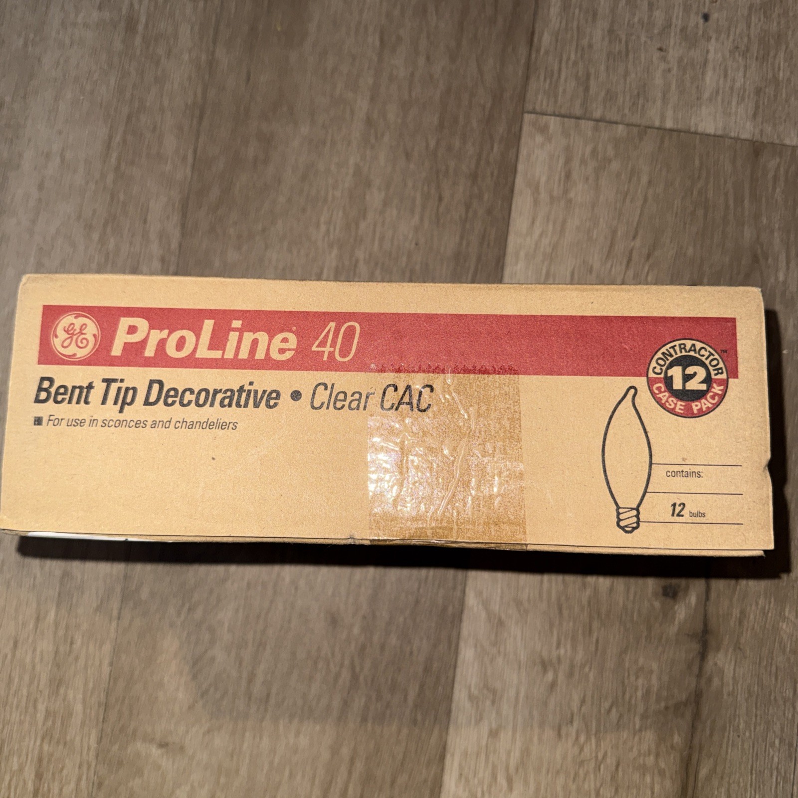 GE ProLine 40W Bent Tip Light Bulbs 12 Pack 130V Clear CAC Candelabra E12 New gallery