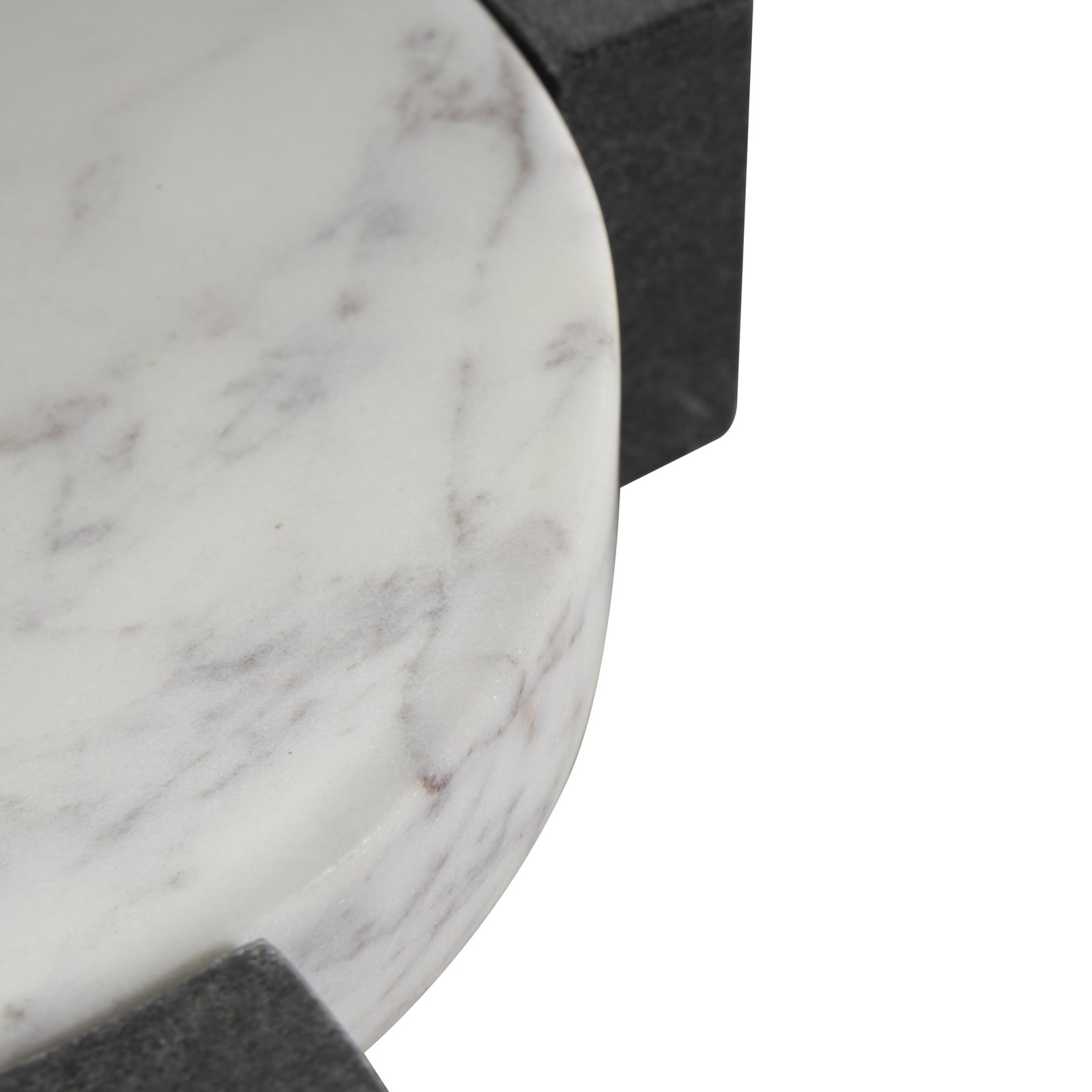 Deco 79 Marble Geometric Living Room Decor Tray Round Ottoman Tray with Black... gallery