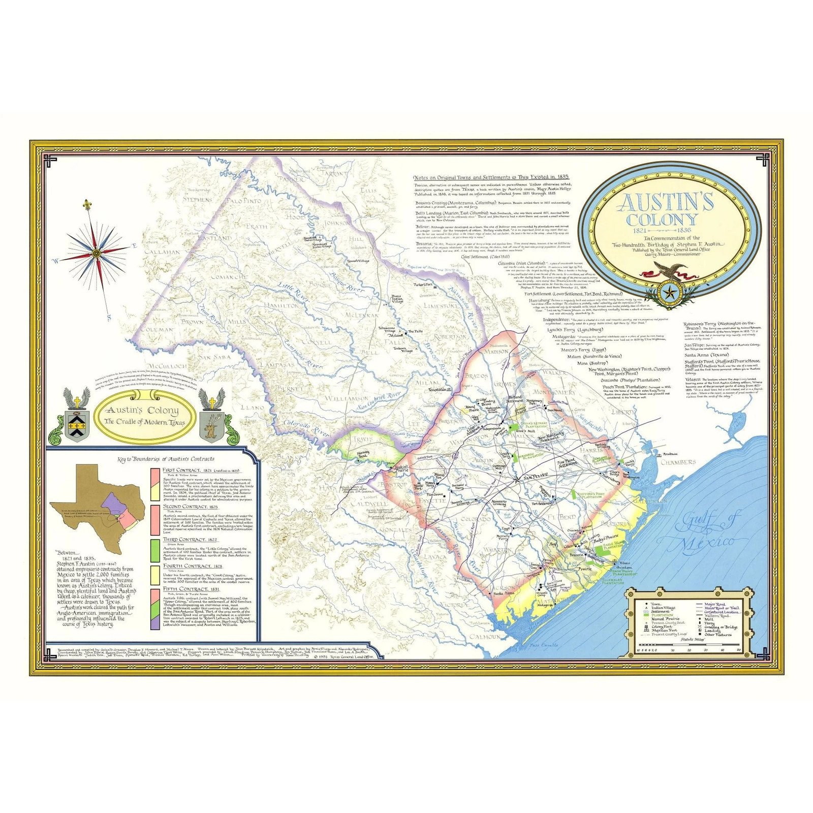 Historic County Map - Austin Colony Texas 1821-1836 - General Land Office 1993 gallery