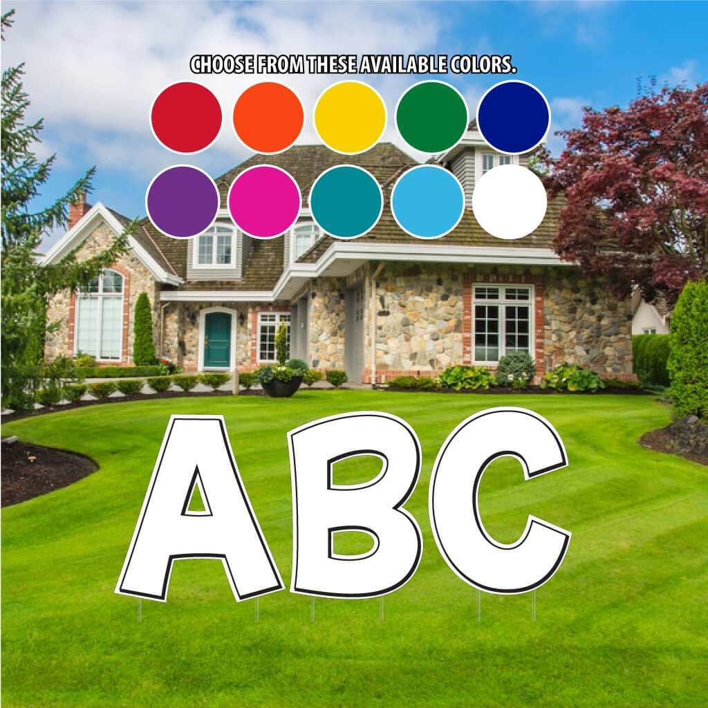 Alphabet Yard Letters, Solid Color with Outline 24" KG, 26 pcs, Stakes Included gallery