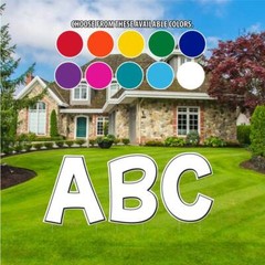 Alphabet Yard Letters, Solid Color with Outline 24″ KG, 26 pcs, Stakes Included