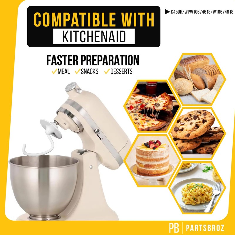 Kitchen Aid Dough Hook Attachment for Stand Mixer 4.5 Qt, 5 Qt for Kitchenaid Do gallery