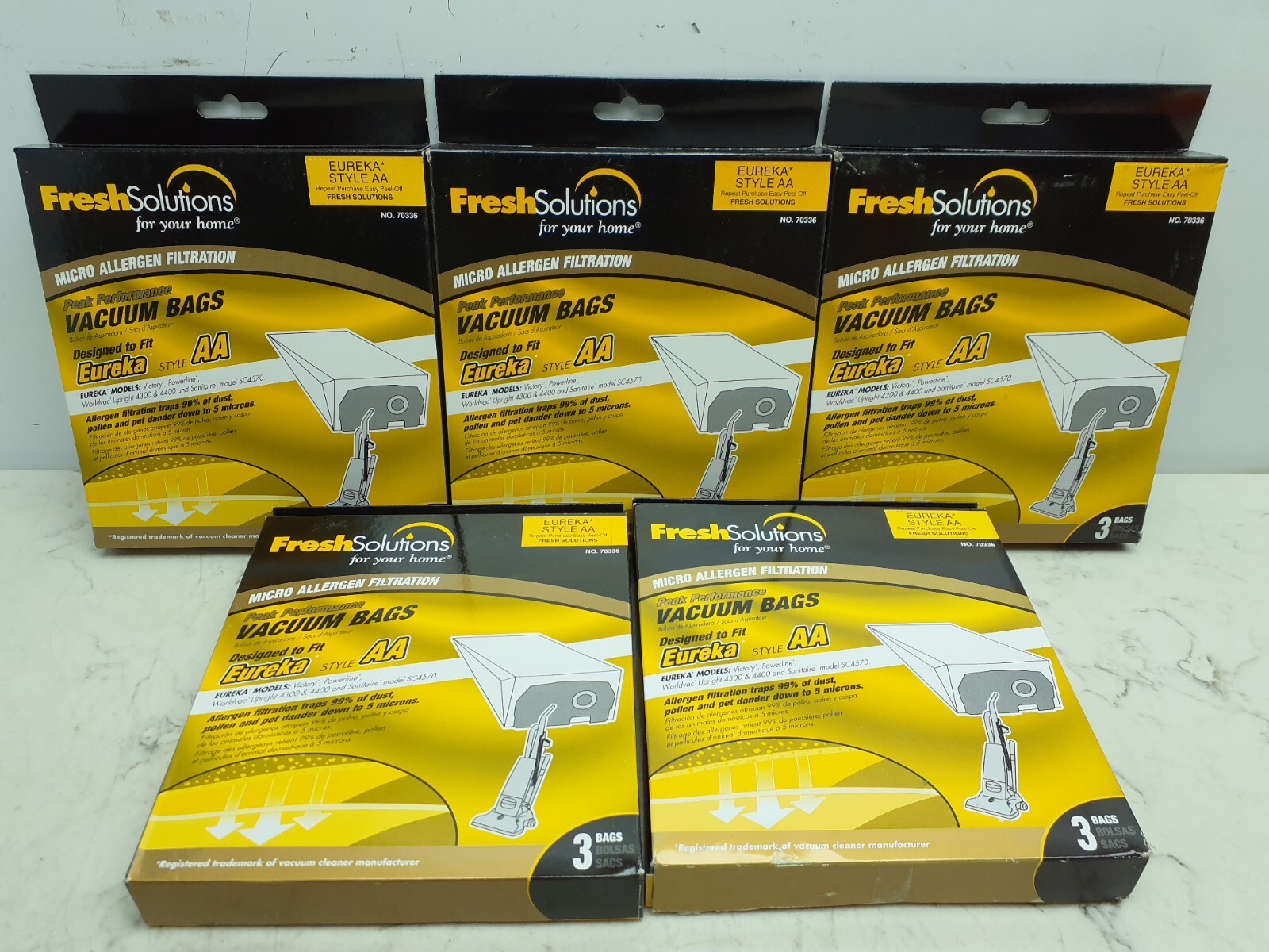 5 - 3 Packs Fresh Solutions Micro Allergen Eureka AA Vacuum Bags 70336 *18 Bags* gallery