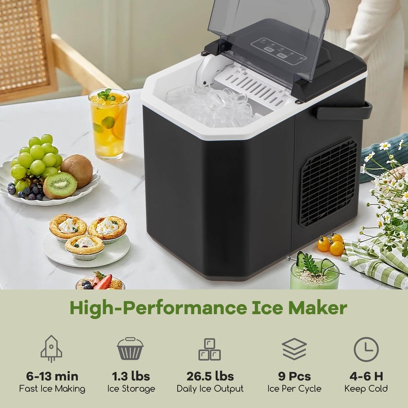 Portable Ice Making Machine Countertop Ice Maker 6-13 Mins 9 Ice 26.5 lbs/24 Hrs gallery