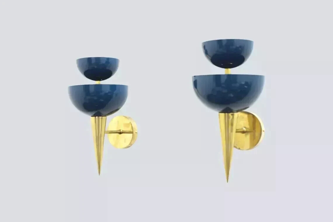Italian Mid Century Wall Lamp Set Custom Color job Handmade Wall sconce Light gallery