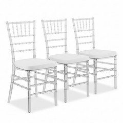 3pack Fully Assembled Transparent Crystal Dining Chair with Cushions for Event