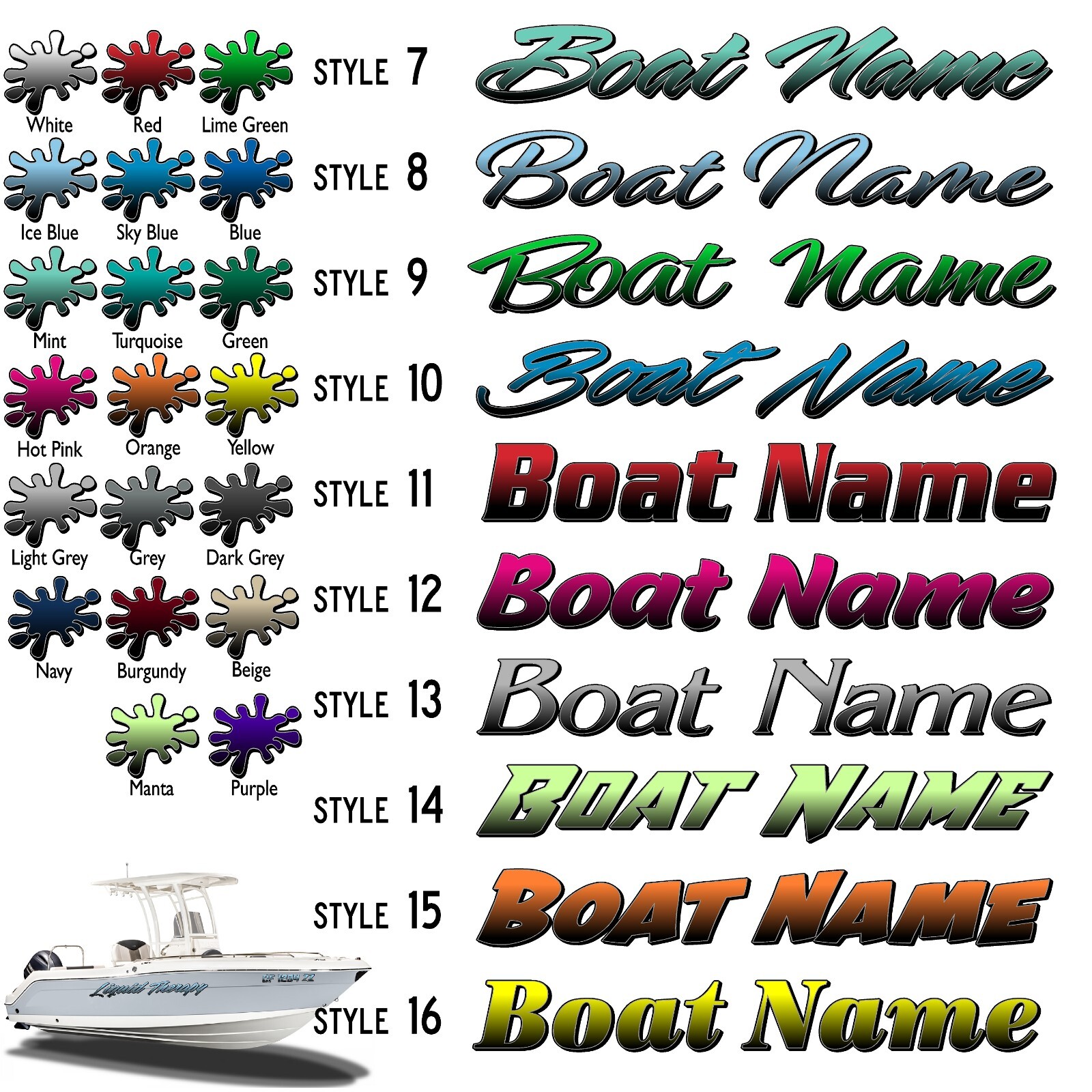 Boat Name Decal 2x12" / Custom Hull Graphic / Premium Marine Vinyl Lettering GRB gallery