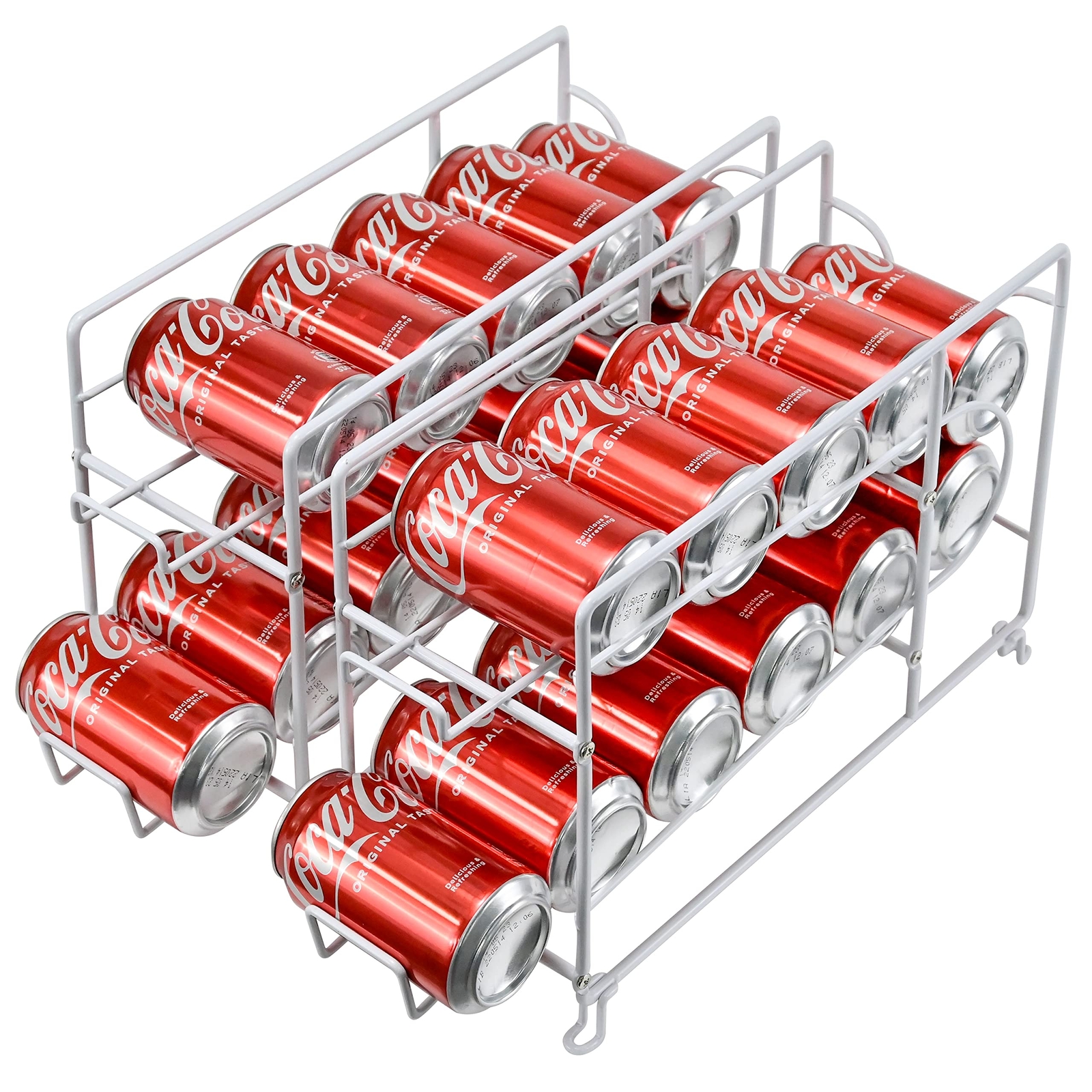 Soda Can Rack Organizer For Pantry Stackable 2 Pack Metal Rustproof Can Dispense gallery