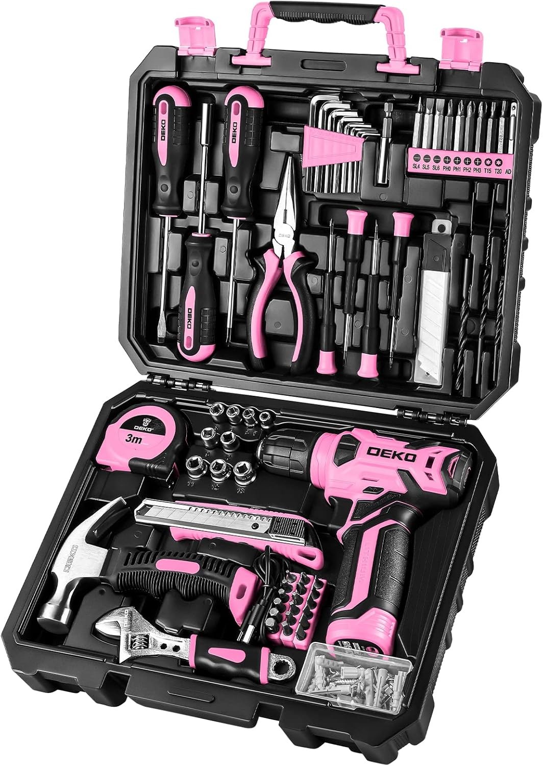 Pink Cordless Drill Set Home Tool Kit for Women 8V gallery