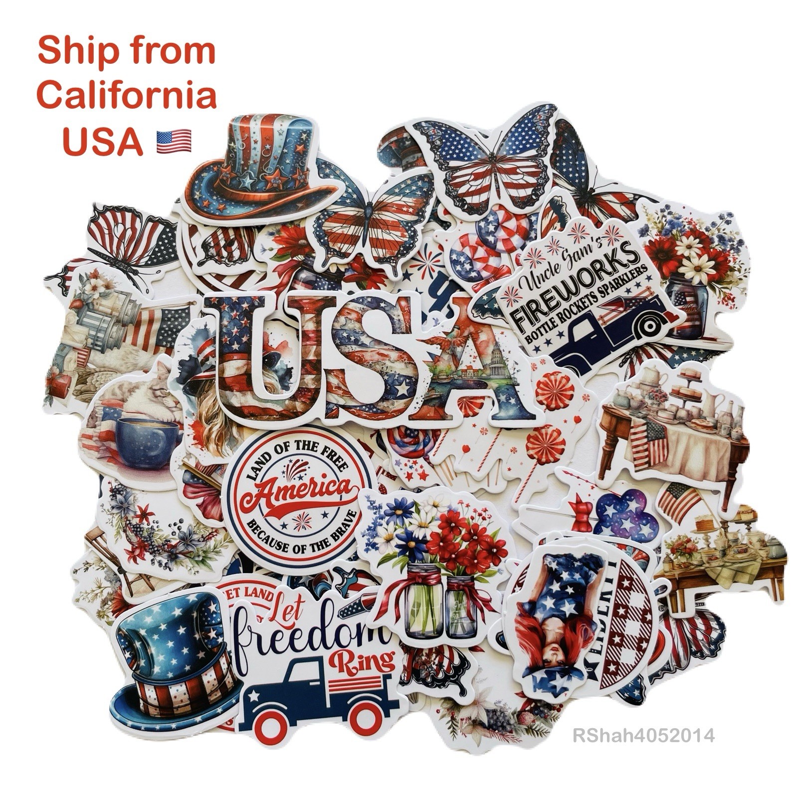 10 Random Matte Stickers - Patriotic American USA 4th of July Celebration gallery