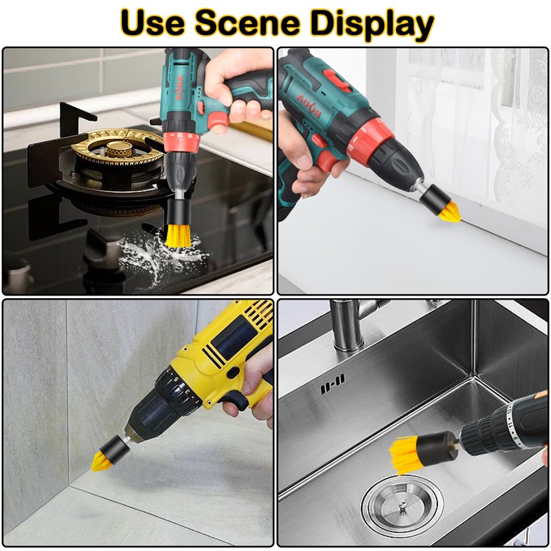 4X Drill Brush Set Power Scrubber Attachments Car Carpet Tile Grout Cleaning Kit gallery