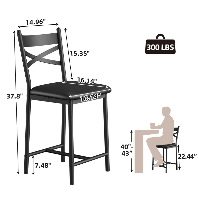 Set 2 / Set 4 Bar Stools Barstools w/ 16" Seat Cushion Backrest High Top Chairs gallery