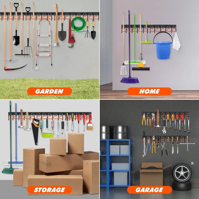 Adjustable Garage Tool Organizer - Wall-Mount, 66 lb Capacity, Iron Construction gallery