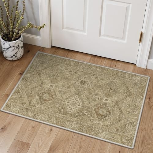 Area Rug 2x3 Doormat, Machine Washable Low 2' x 3' (Rectangular) Brown Tan gallery