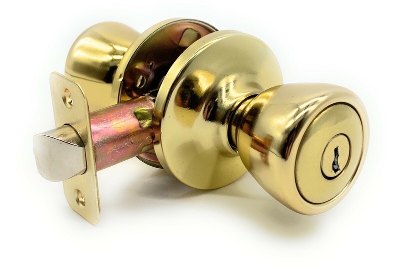 [2-PACK] Keyed Alike Deadbolt Entry Door Knob Lock Combo Set, Polished Brass gallery