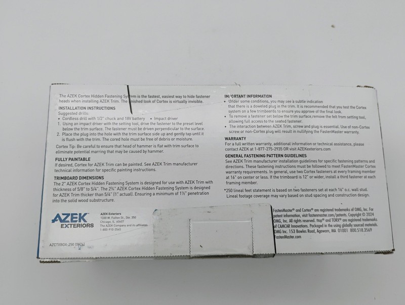 AZEK Cortex Hidden Fasteners Kit Frontier Trim 2¾" 250 LF / 375 screws gallery