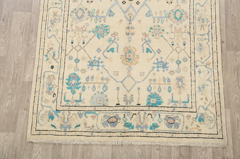 Vegetable Dye Geometric Floral Oushak Turkish Oriental Area Rug Hand-Knotted 5x6 gallery