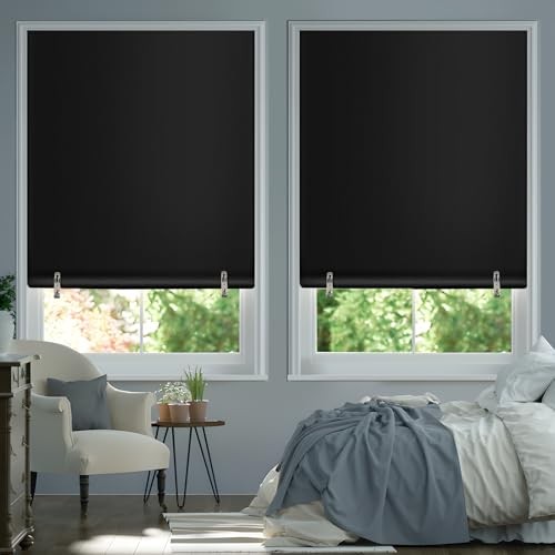 2Packout Roller Window Shades, Cordless Blinds for 36"W x 72"H x2pack Black gallery