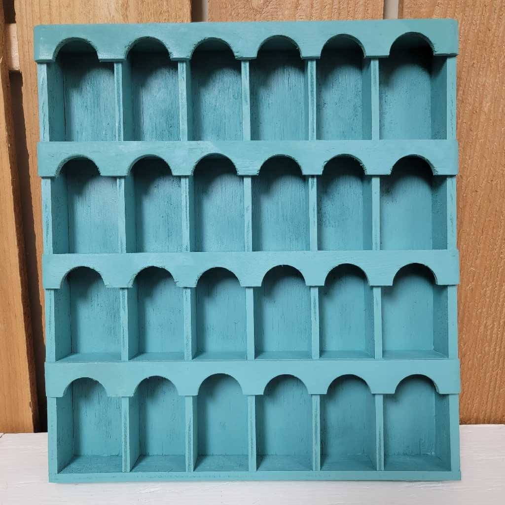 Teal Arch Cubby Shelf Organizer 24 Compartments Display Wall Mount gallery