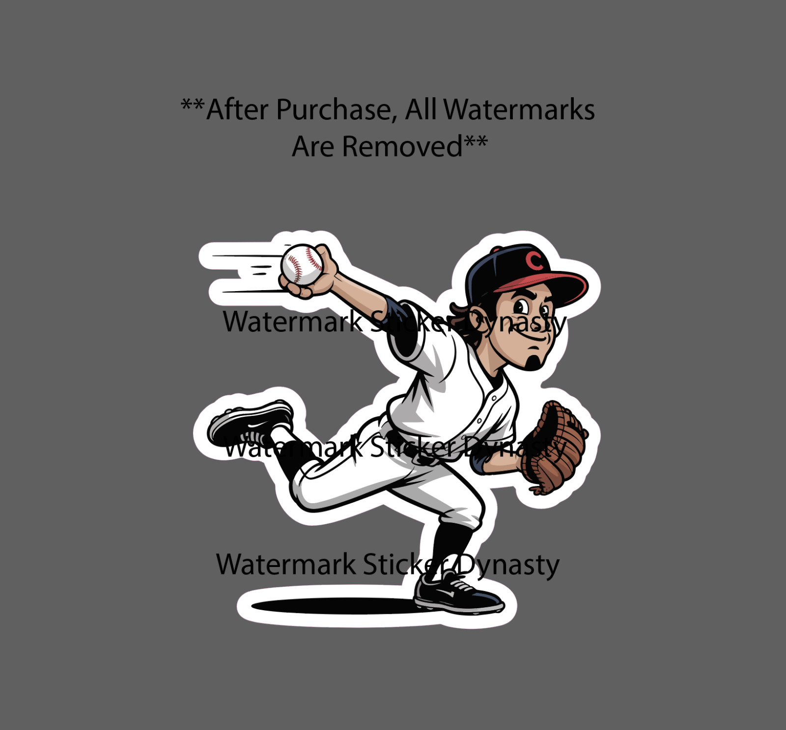 Baseball Pitcher Sticker Waterproof Decal Sports Game Cartoon Gift NEW gallery
