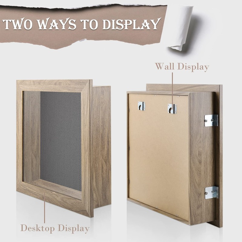 11x11 Tan Shadow Box Frame Wall Tabletop 2 In Deep Front Opening Memory Box Art gallery