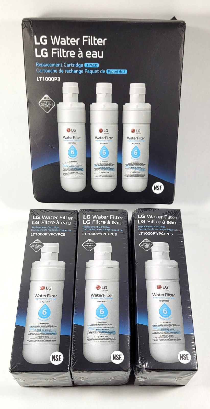 LG LT1000P3 Refrigerator Water Filter Replacement Cartridge 3-Pack New Genuine gallery