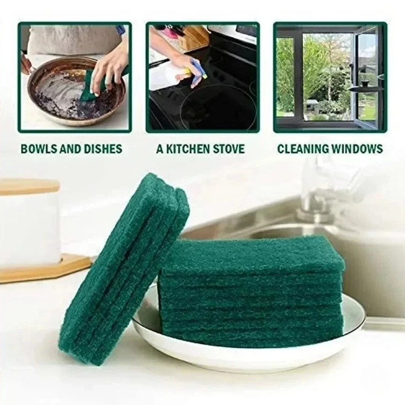20pcs Green Scratch Free Scrub Pads Reusable Kitchen Cleaning Sponges - NEW gallery