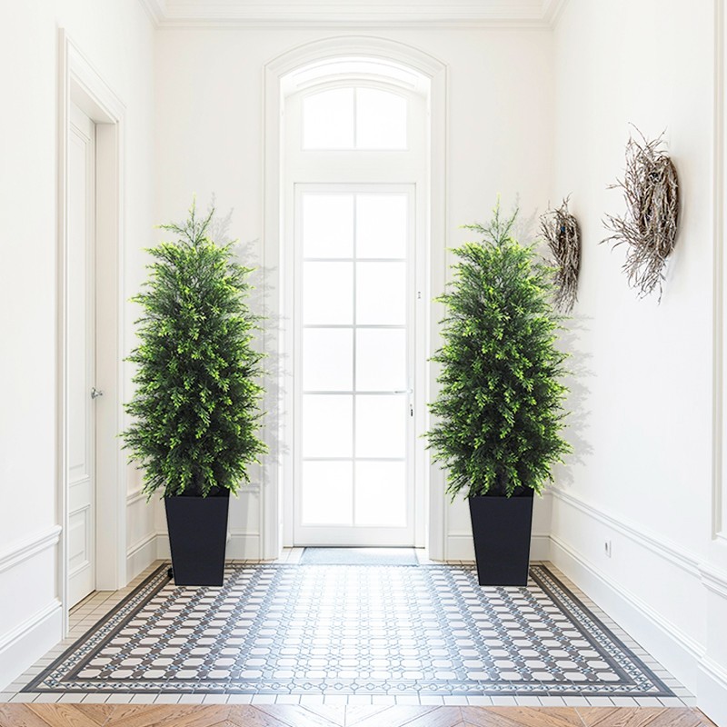 4FT Artificial Pine Cedar with Black Pot