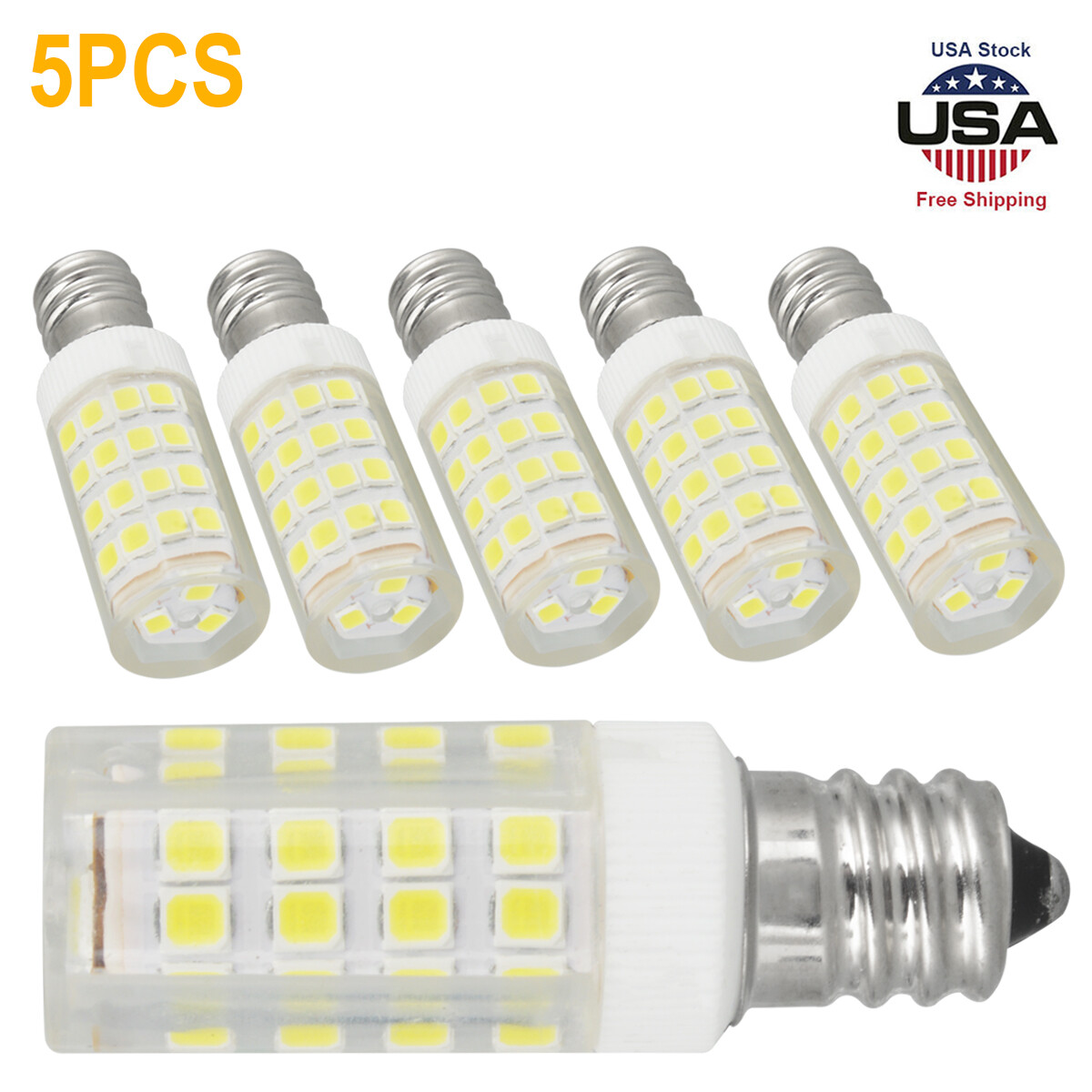 5Pcs E12 7W LED Corn Bulb Light Candelabra Ceiling Fan Lamp Daylight White 6500K gallery
