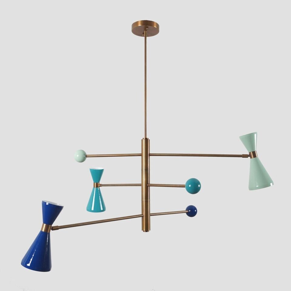 3 Light Stilnovo Style Multi Color Shade Sputnik Chandelier Light Fixture gallery