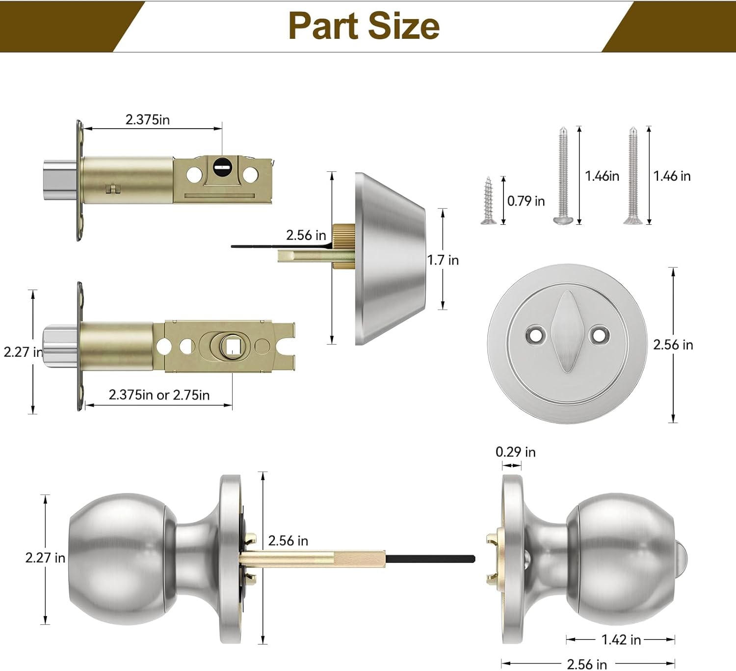 Keyed Alike Deadbolt & Door Knob Set Exterior Single Cylinder Lock Combo gallery