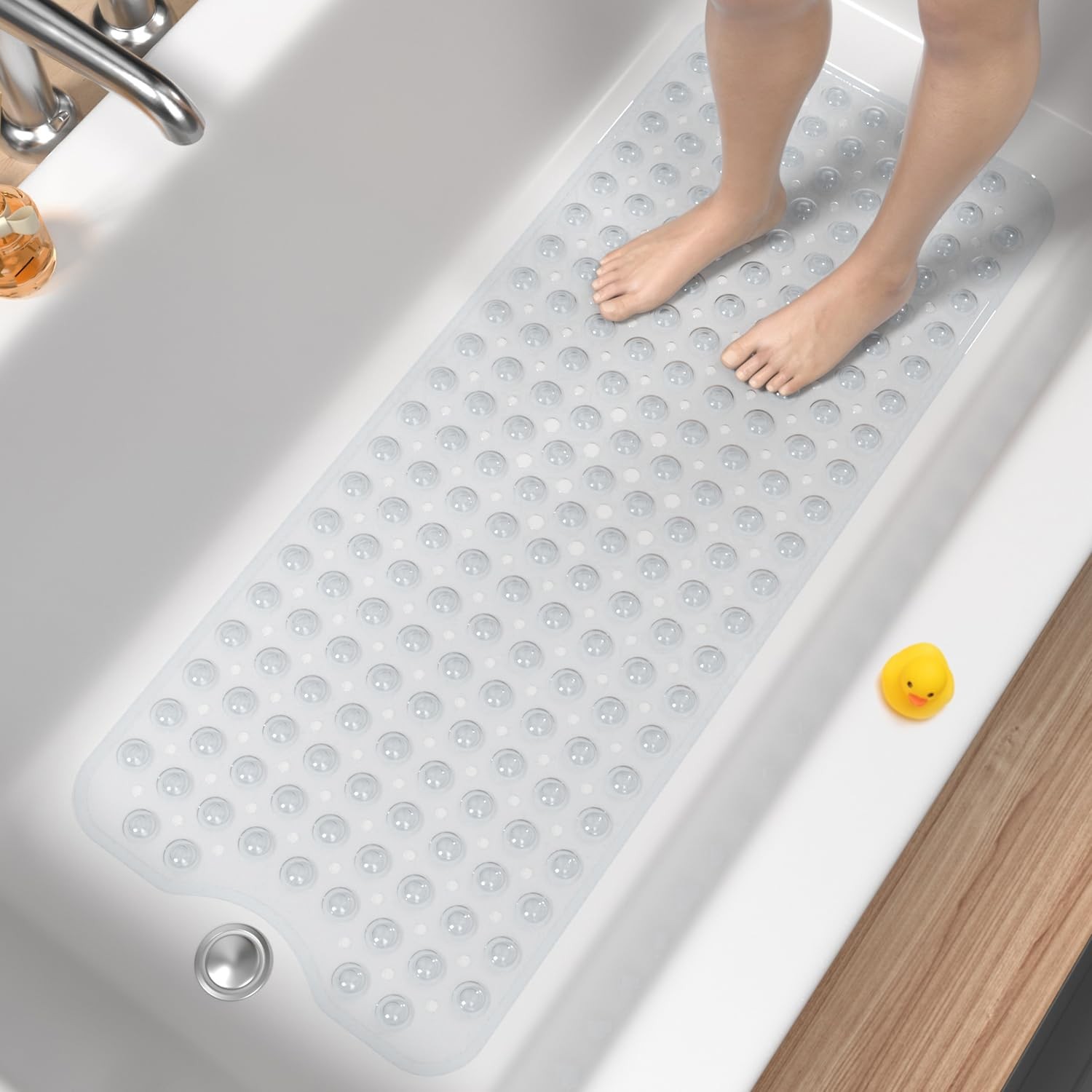 HITSLAM Bath Mat for Tub, Non Slip Bathtub 40" x 16" (Rectangular), Clear gallery