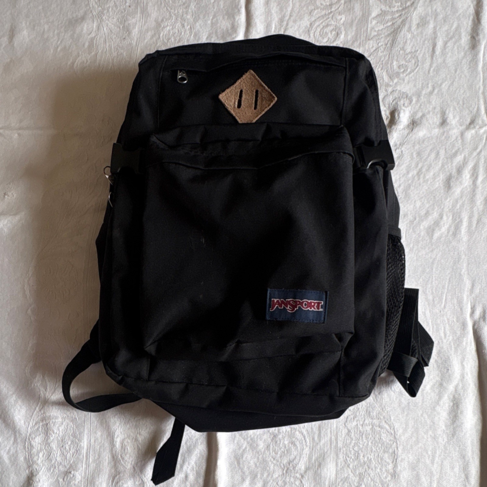 JanSport Main Campus Black Hiking Backpack Polyester 3 Pockets Zip JS0A4QUL
