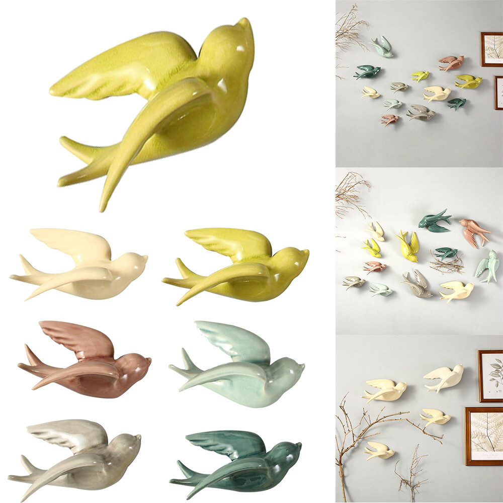 1PCS Ceramic Simulation Swallows Wall Hanging Birds Flying Bird Ornament Decor gallery