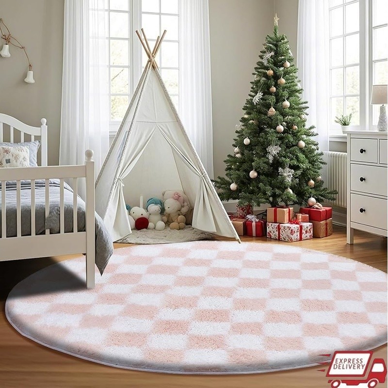 Super Soft Round Rug Non-Slip Fluffy High Pile Living Room Bedroom Kids Room New gallery
