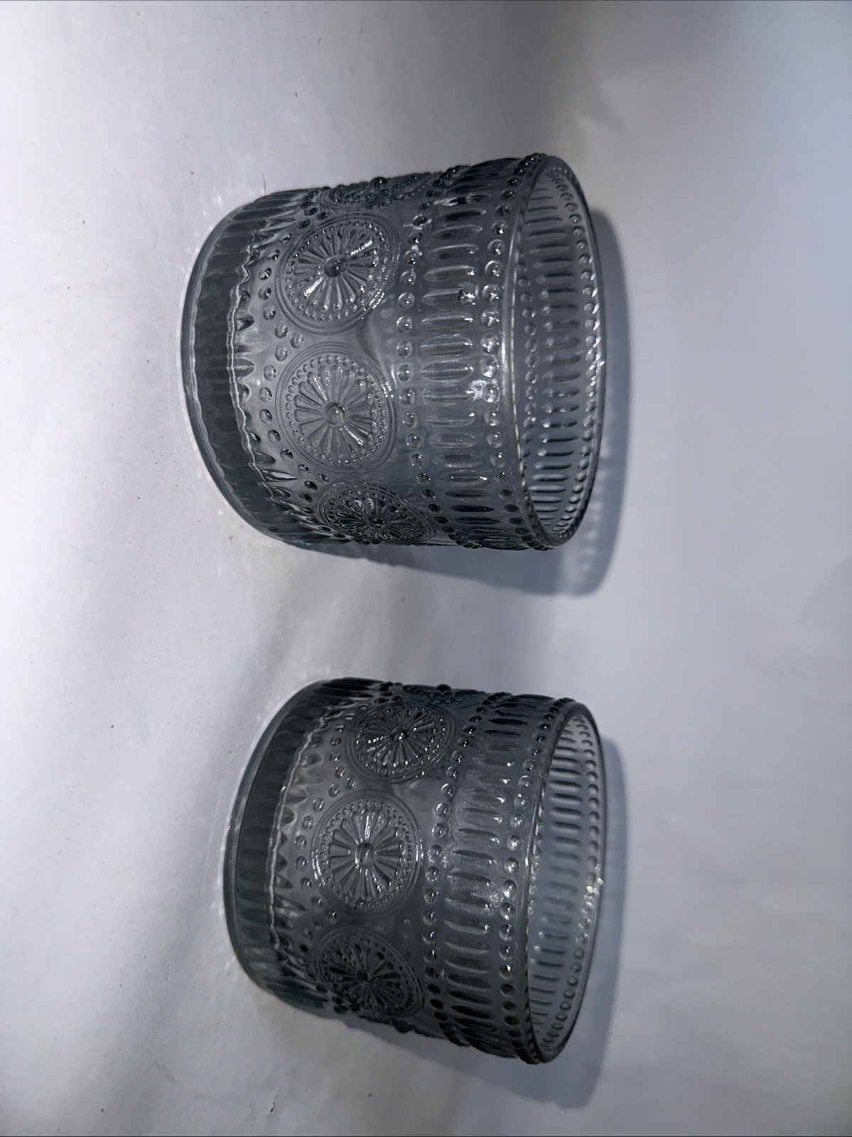 Vintage Embossed Mandala Pattern High Quality Clear Glass Tumbler Set Of 2 gallery