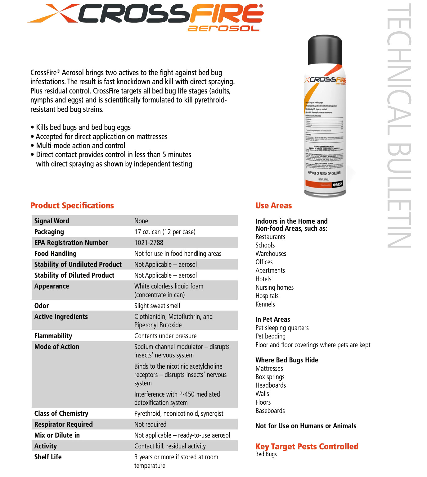 Crossfire Insecticide Aerosol, 17oz, ODORLESS BED BUG SPRAY, MGK gallery