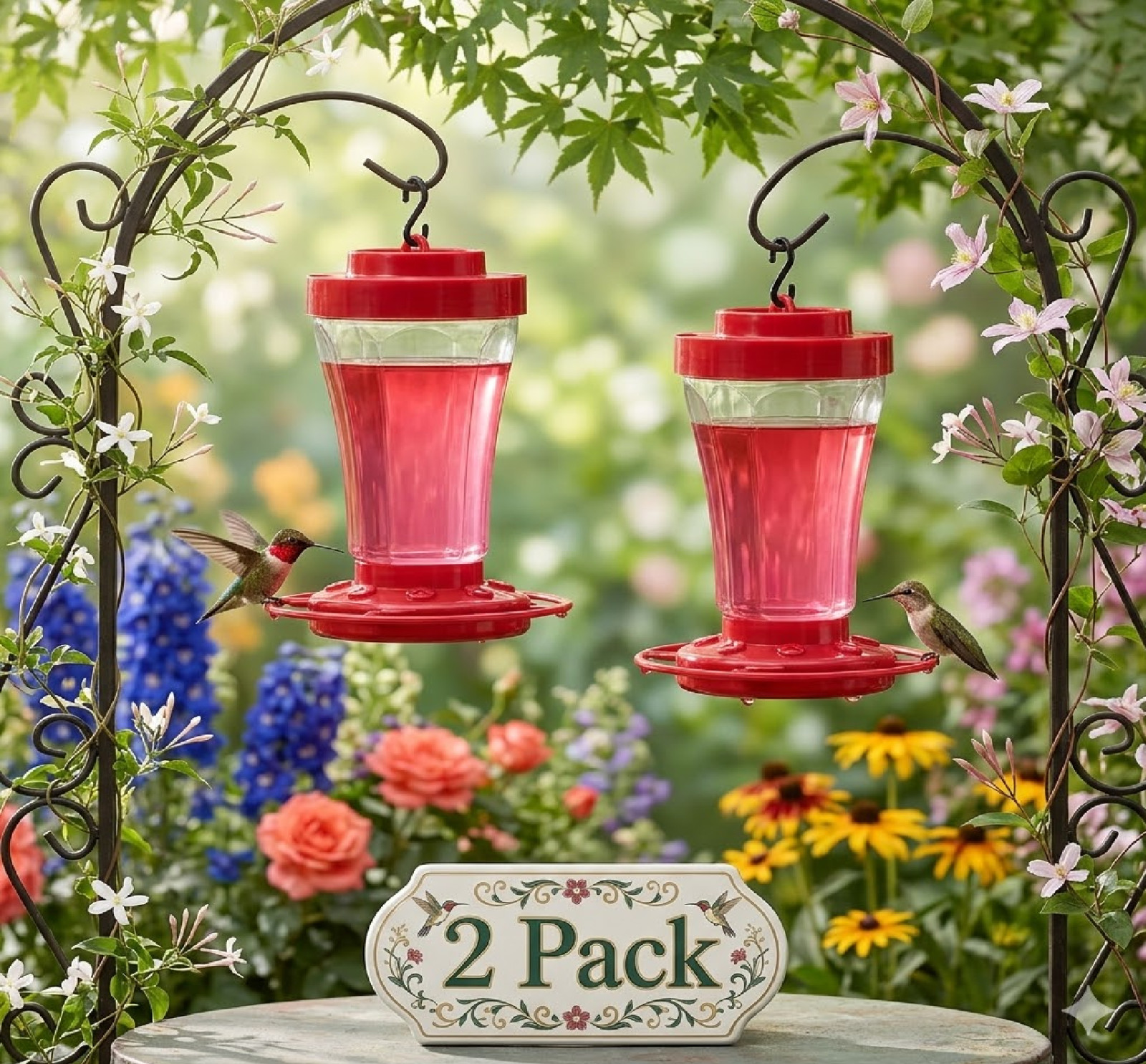 First Nature Hummingbird Feeder 32 oz Red 10 ports (2 pack) gallery