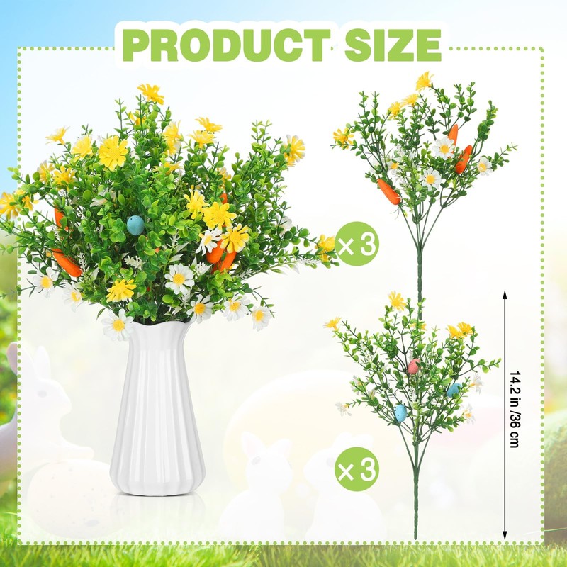 6 Pcs Easter Egg Stems Spring Picks with Eggs Carrot Decoration Colorful Spec... gallery
