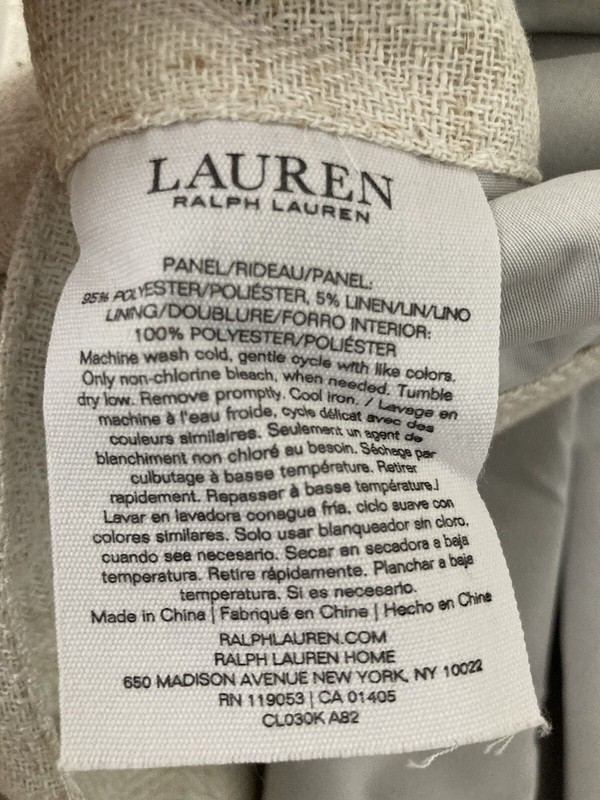 2 Ralph Lauren Back Tab Panels Curtains Blackout Herringbone Natural Beige 108" gallery