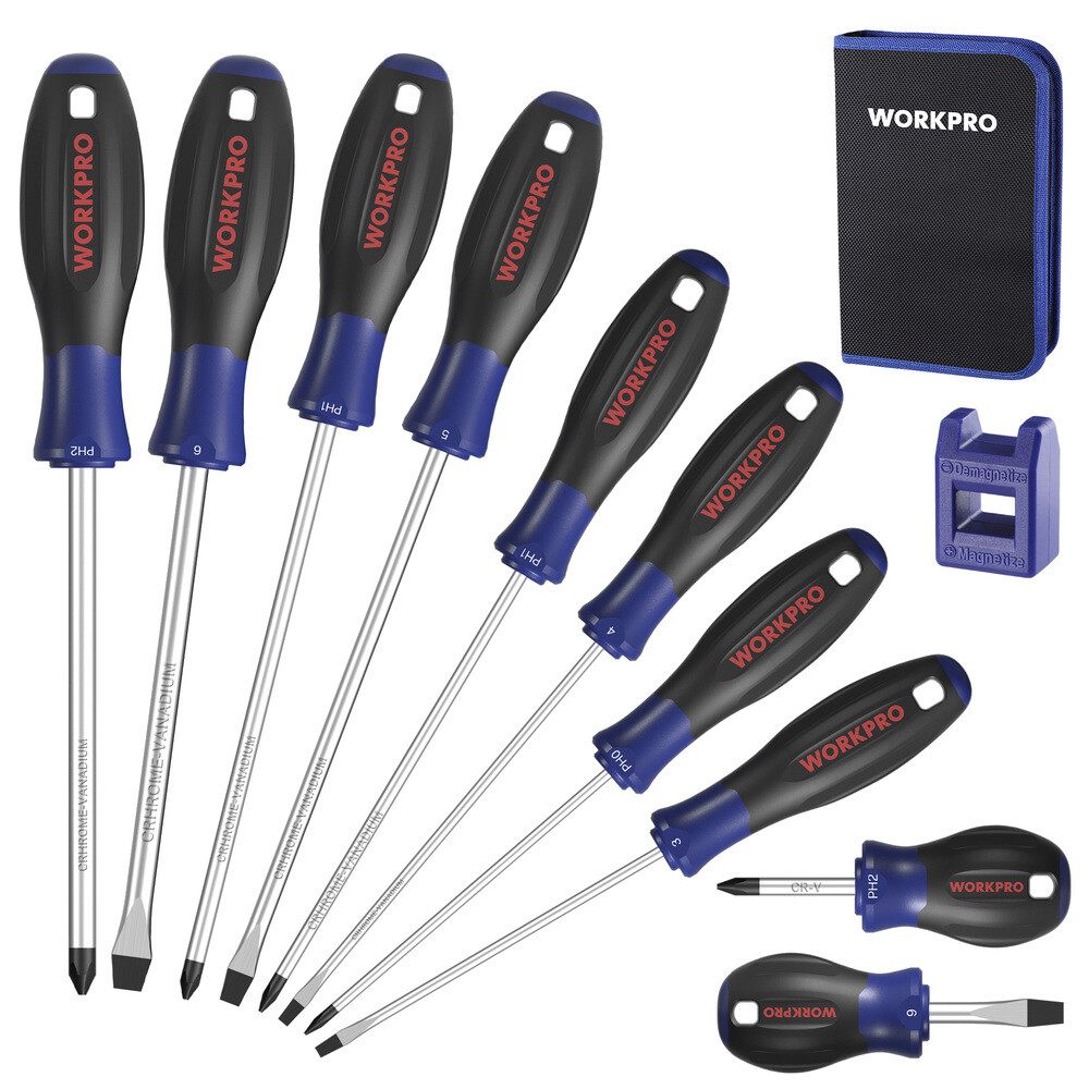 WORKPRO Magnetic Screwdriver Set 10-Piece Flat Head Phillips Slotted Screwdriver gallery